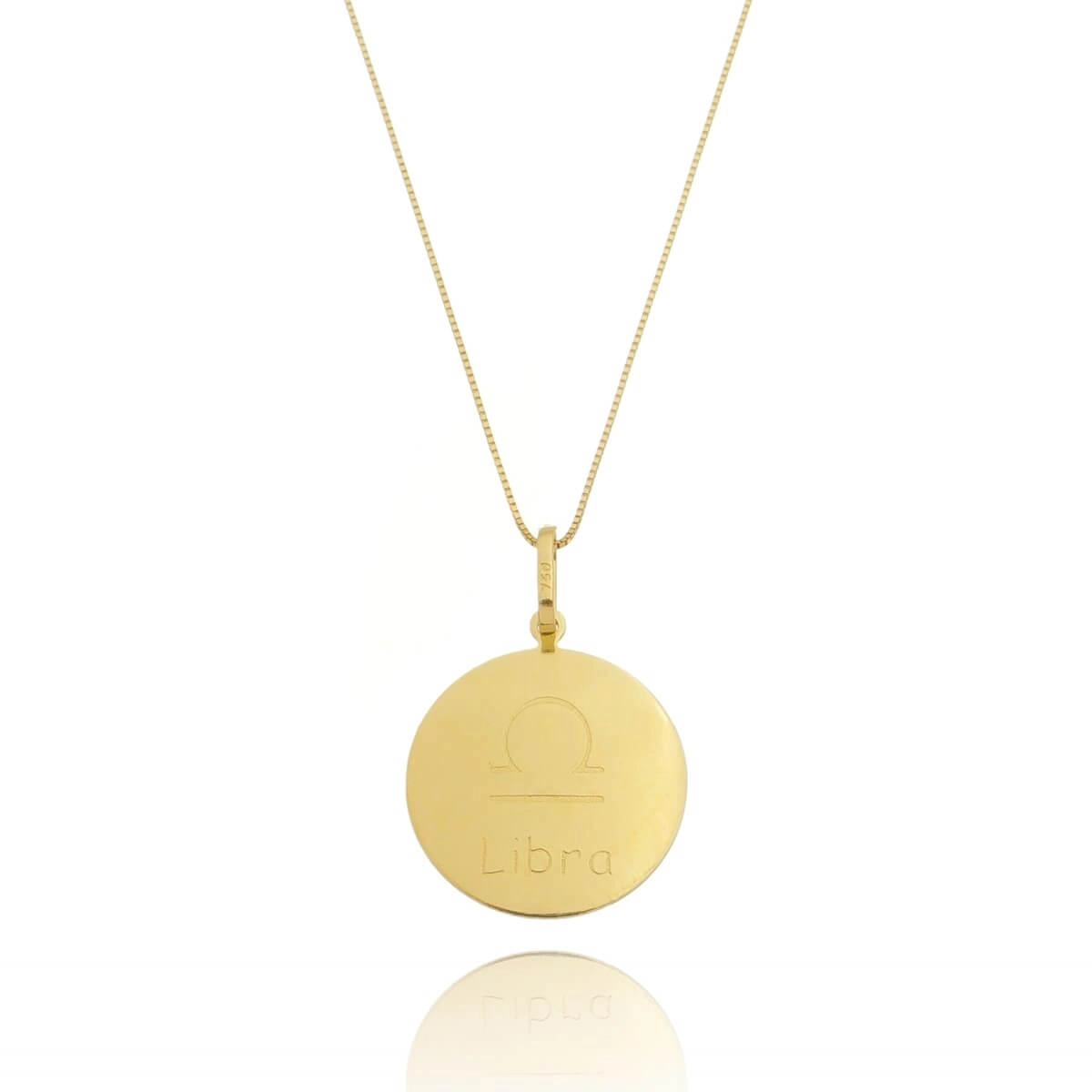 Pingente Ouro 18k Medalha Signo Libra 1.95cm 