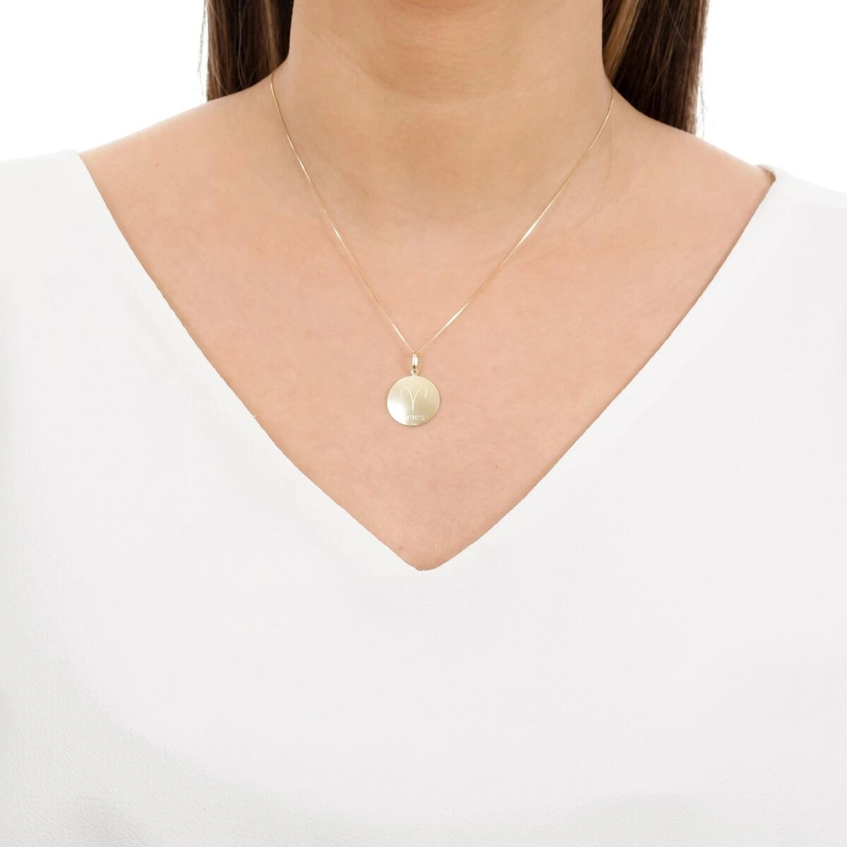 Pingente Ouro 18k Medalha Signo Áries 1.95cm 