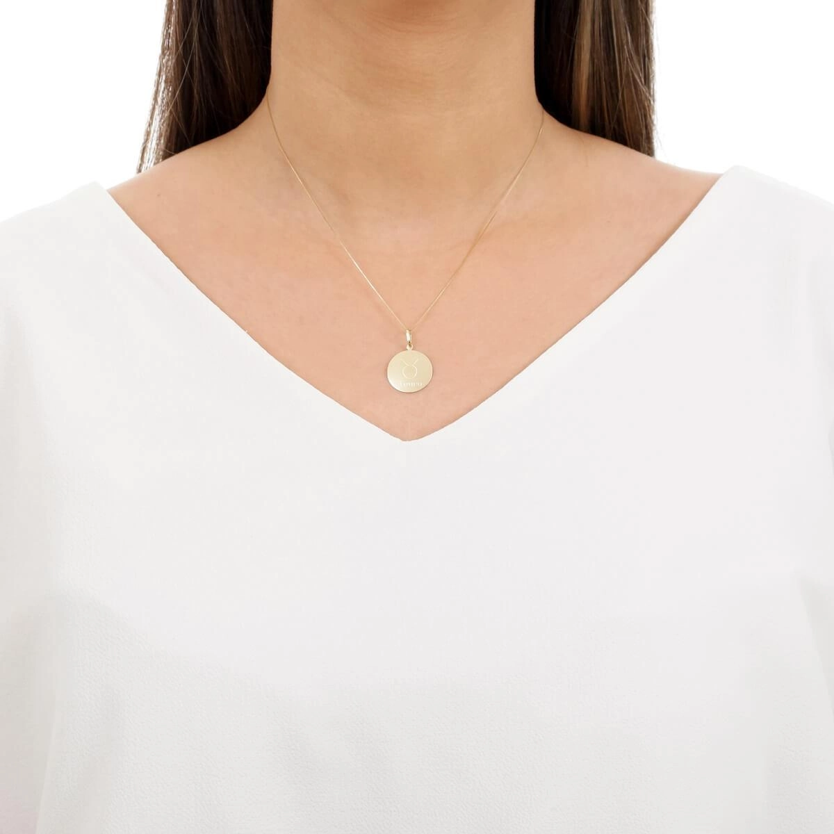 Pingente Ouro 18k Medalha Signo Touro 1.95cm 