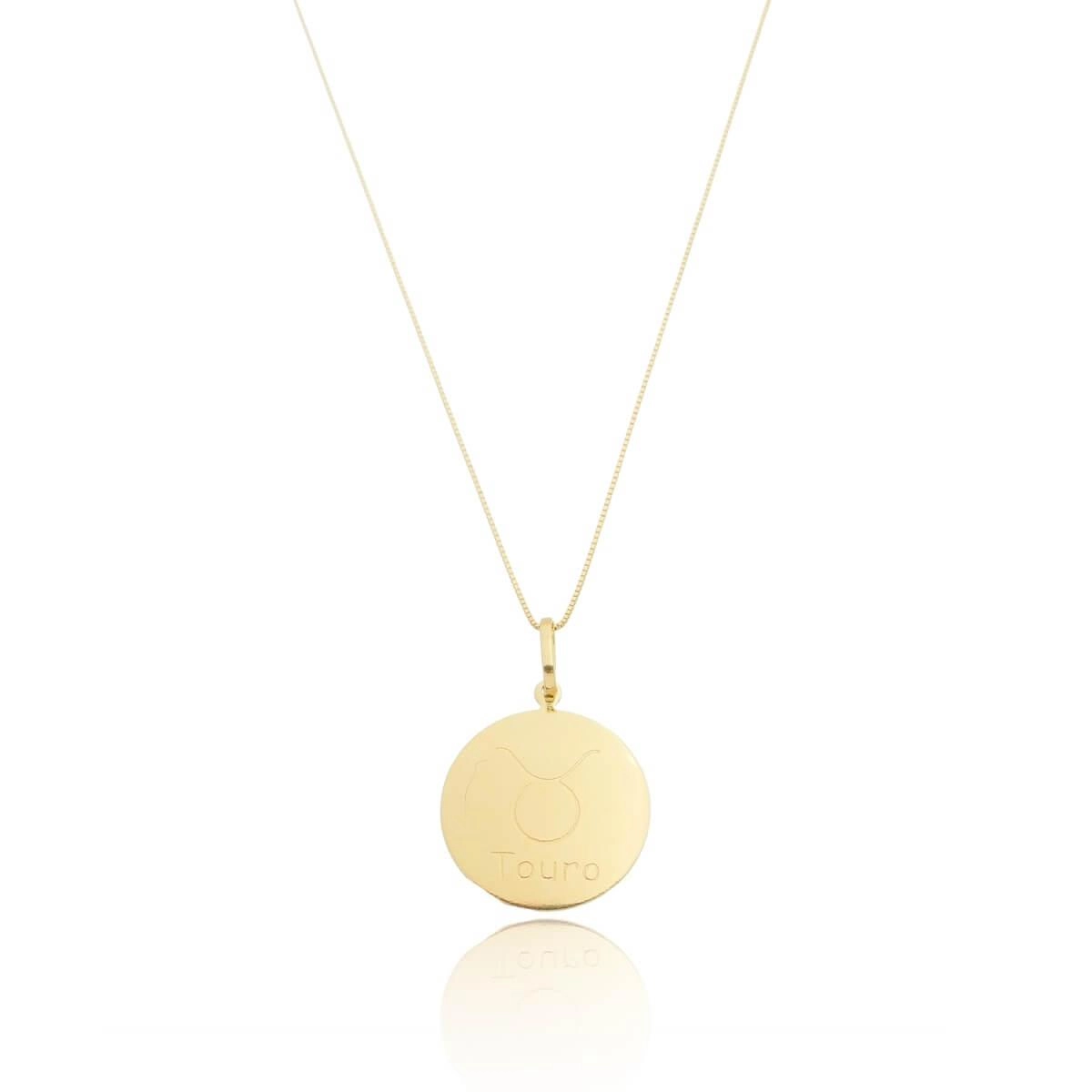 Pingente Ouro 18k Medalha Signo Touro 1.95cm 