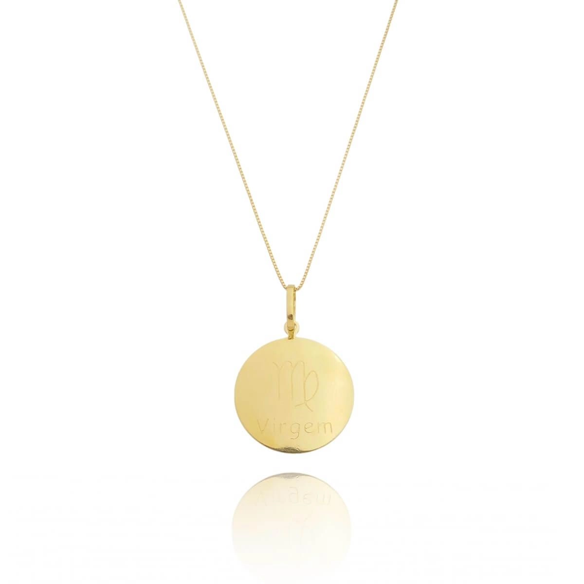 Pingente Ouro 18k Medalha Signo Virgem 1.95cm 