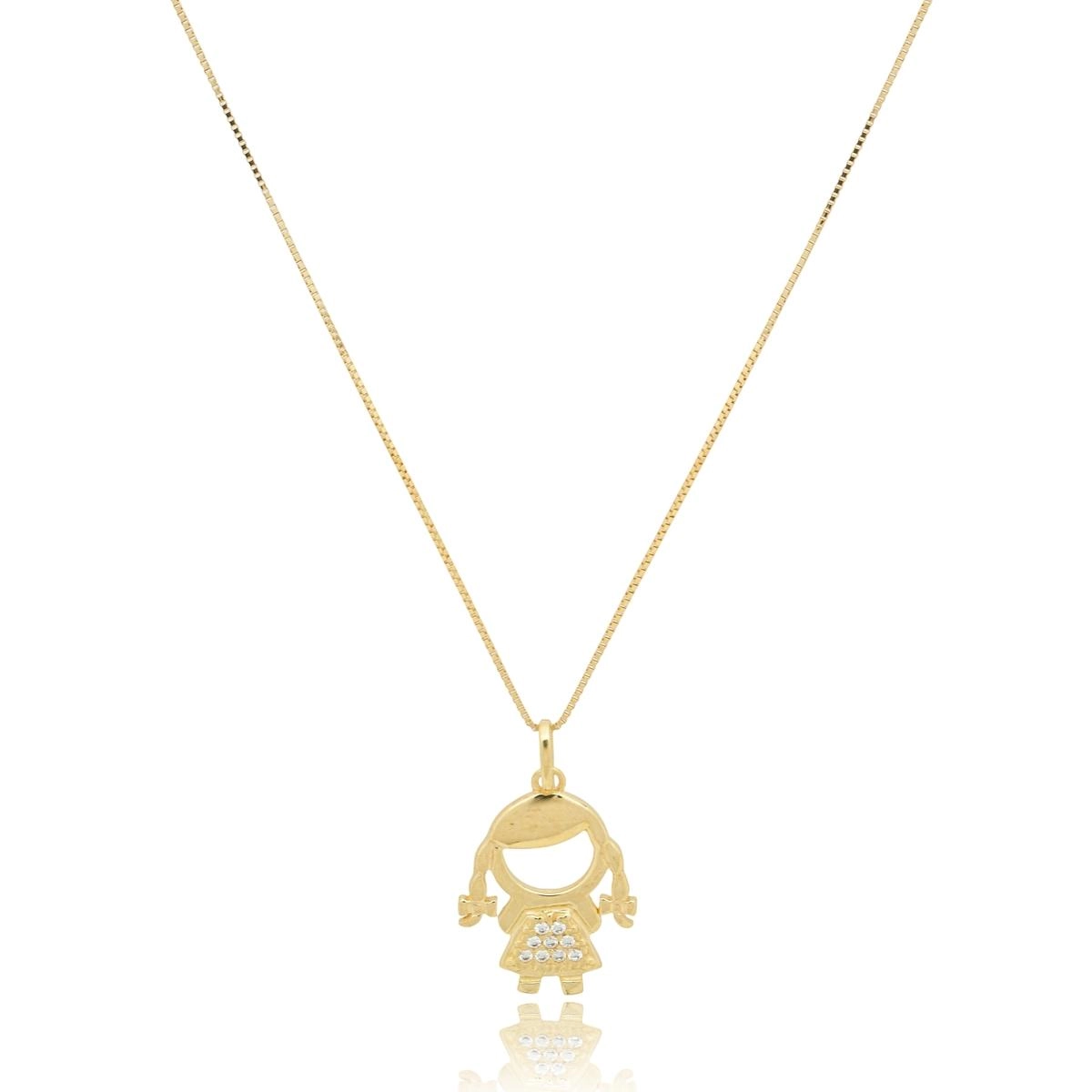 Pingente Ouro 18k Menina 1.6cm C/Zircônias