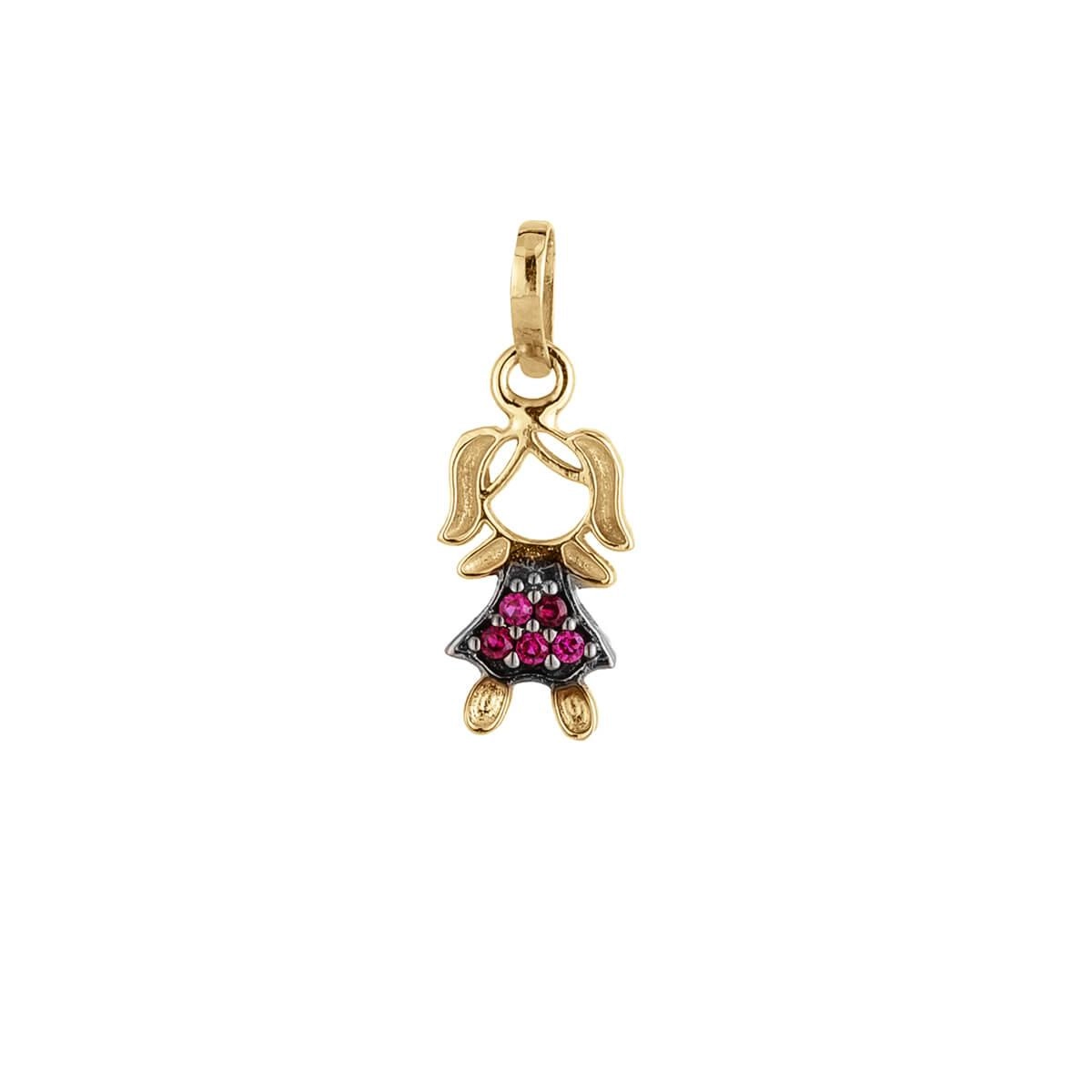 Pingente Ouro 18k Menina C/Zircônia 0.40 Gramas