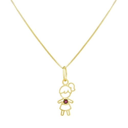 Pingente Ouro 18k Menina Com Zirconia 0.20 gramas