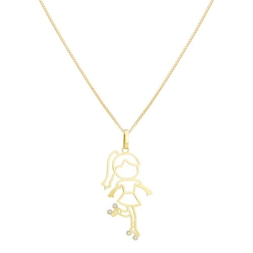 Pingente Ouro 18k Menina Patins 0.90 gramas