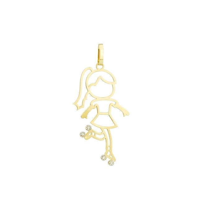 Pingente Ouro 18k Menina Patins 0.90 gramas