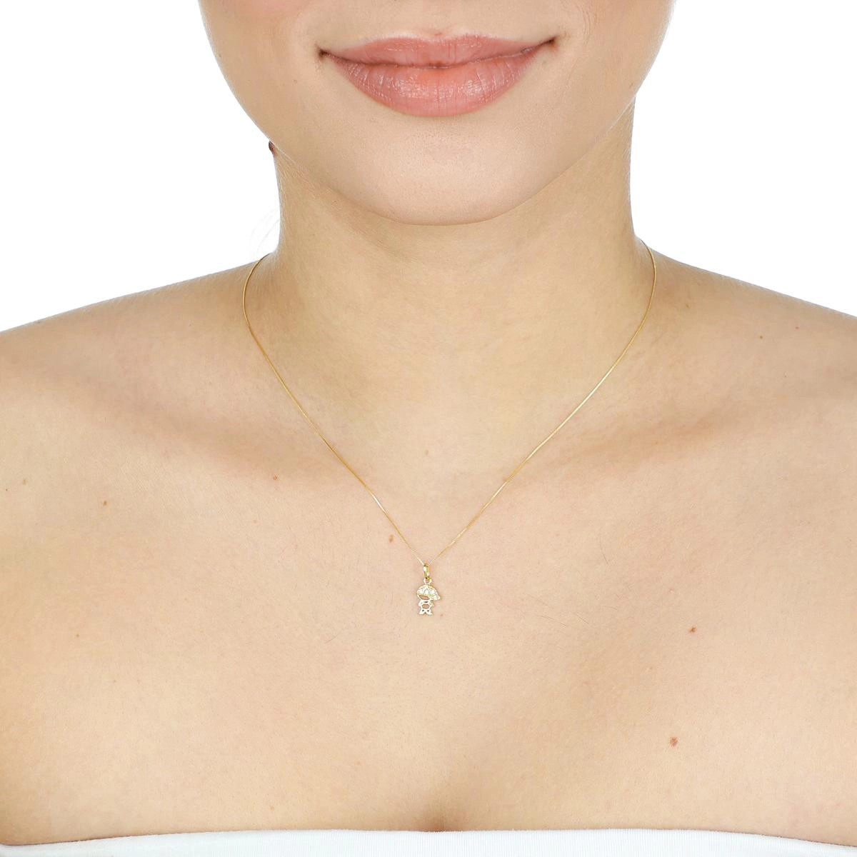 Pingente Ouro 18k Menino 1.10cm C/Zircônias