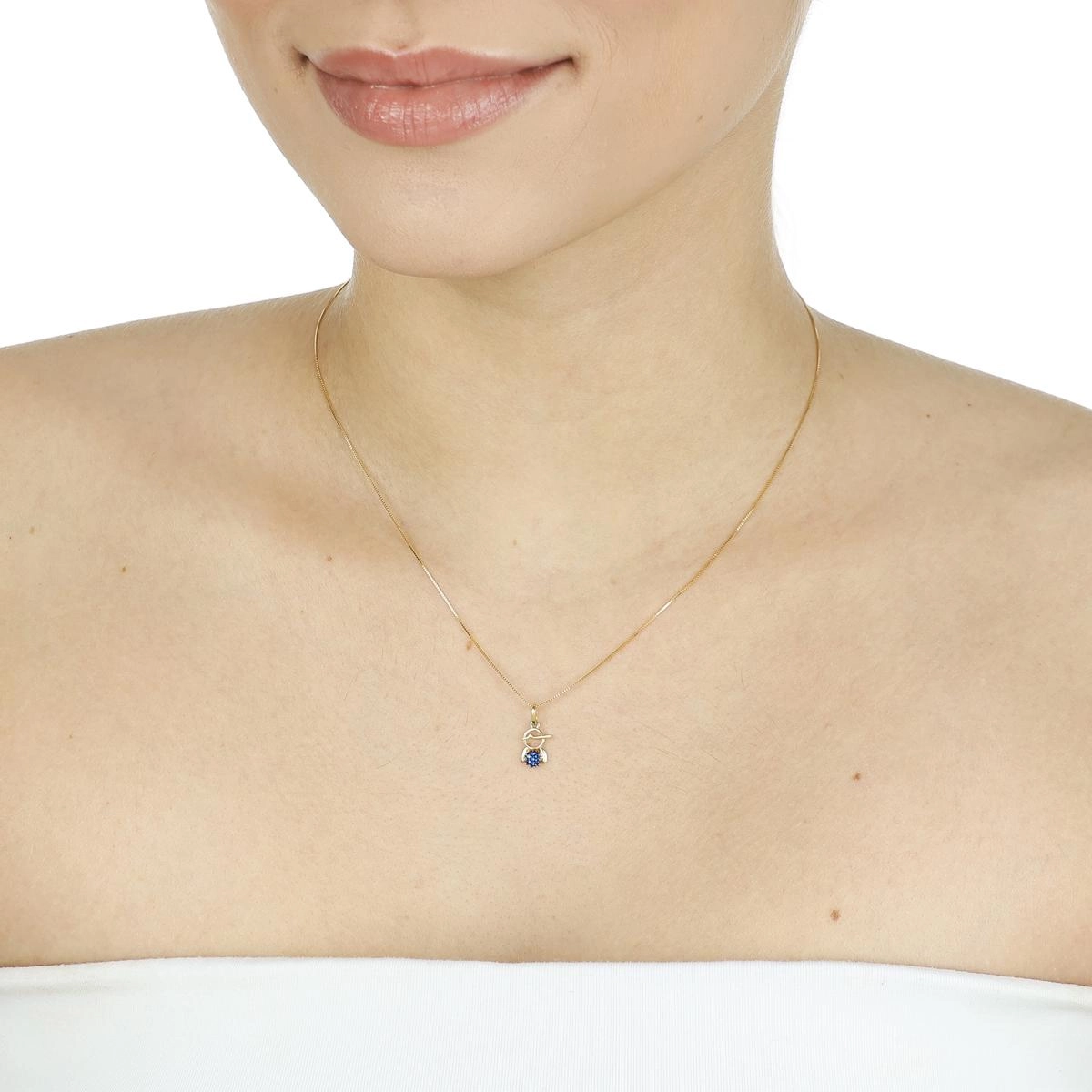 Pingente Ouro 18k Menino 1.10cm Zircônia Azul
