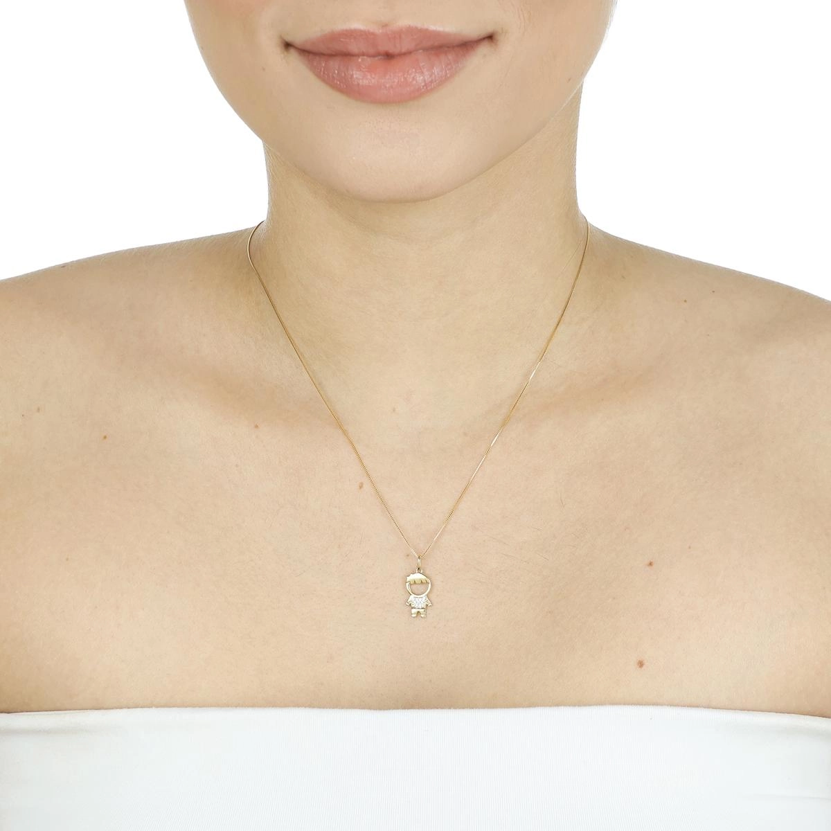 Pingente Ouro 18k Menino 1.6cm C/Zircônias