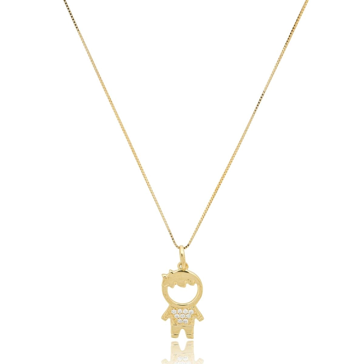 Pingente Ouro 18k Menino 1.6cm C/Zircônias