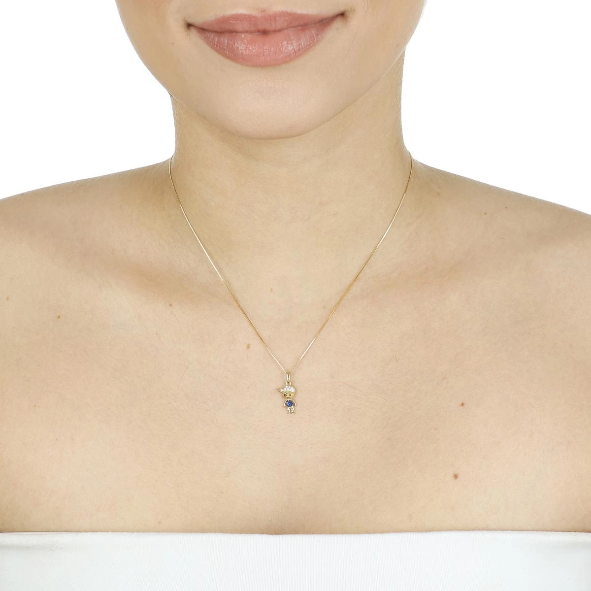 Pingente Ouro 18k Menino Boné 1.50cm C/Zircônias