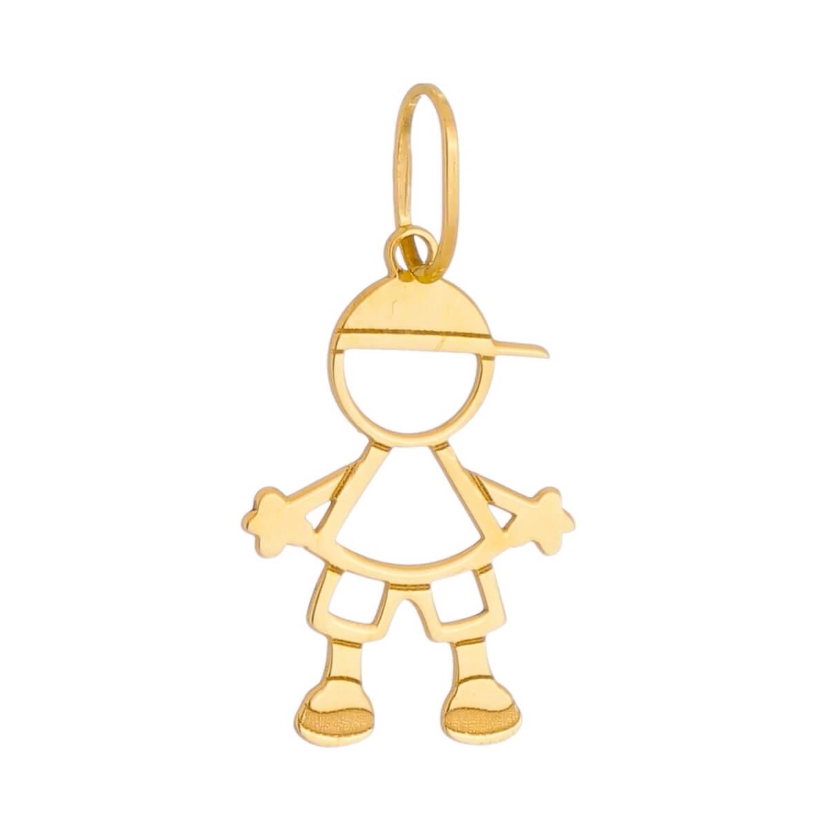 Pingente Ouro 18k Menino C/ Boné 14.20mm