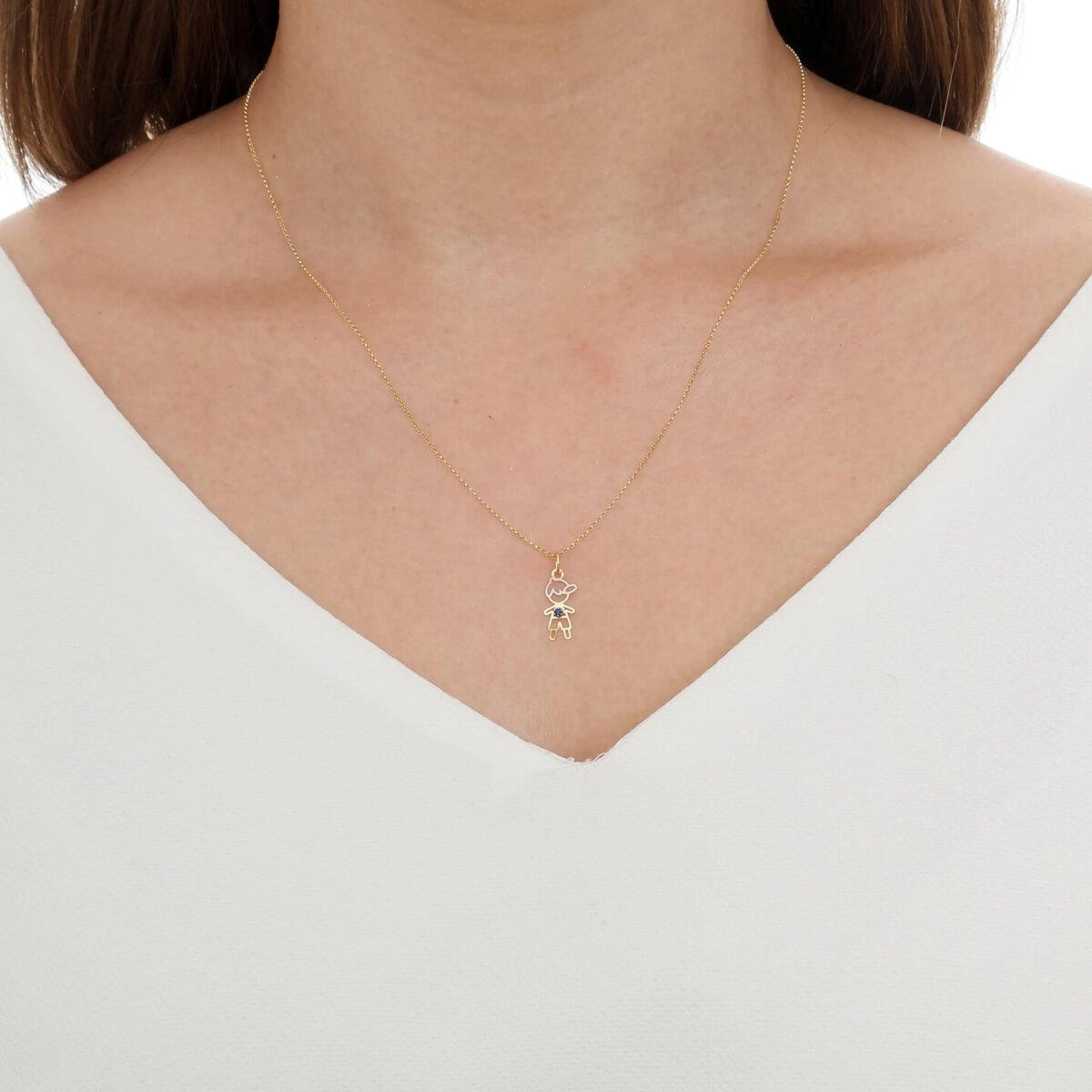Pingente Ouro 18k Menino C/ Ródio 14mm