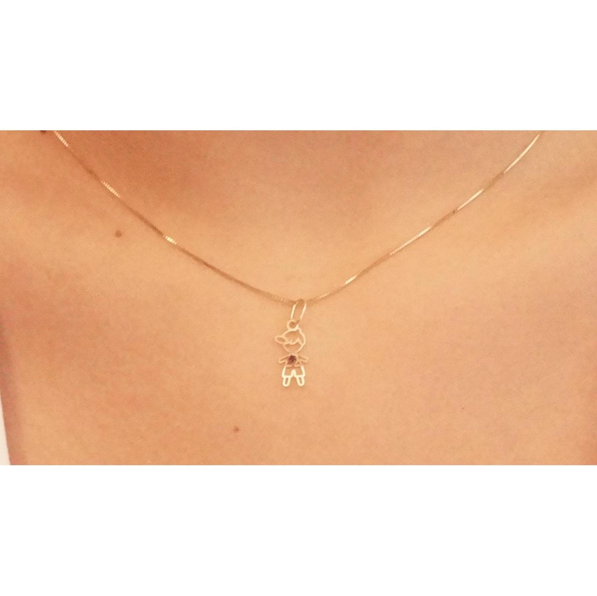 Pingente Ouro 18k Menino C/ Zircônia 14mm