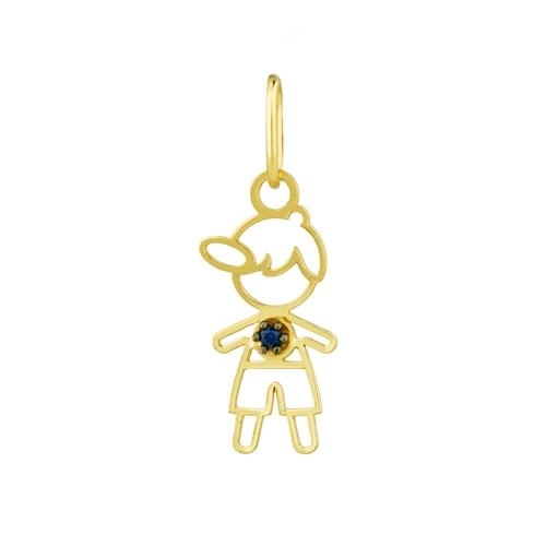 Pingente Ouro 18k Menino C/ Zircônia 14mm