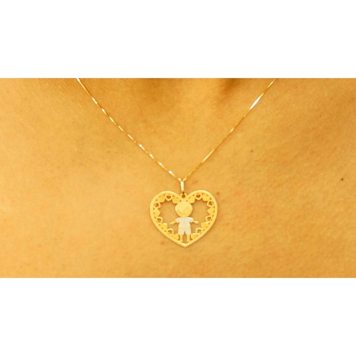 Pingente Ouro 18k Menino Coração 1.00 gramas