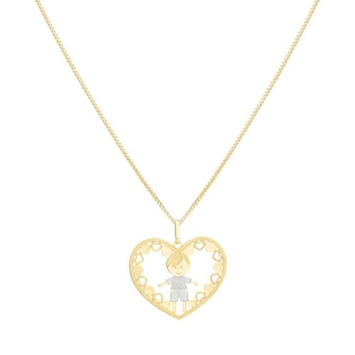 Pingente Ouro 18k Menino Coração 1.00 gramas