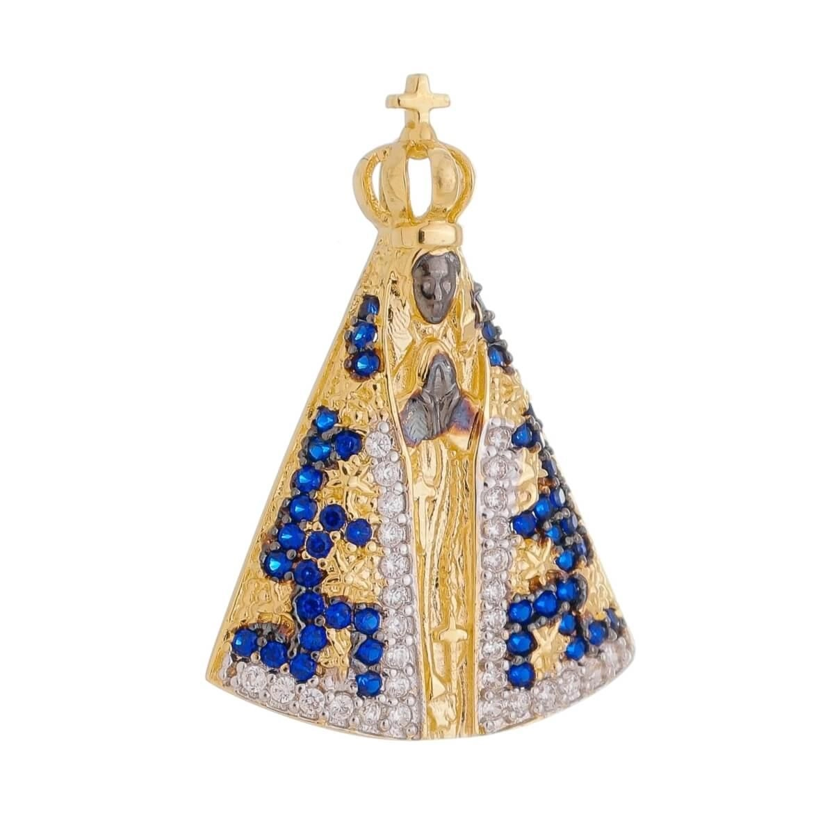 Pingente Ouro 18k Nossa Senhora de Aparecida 25mm