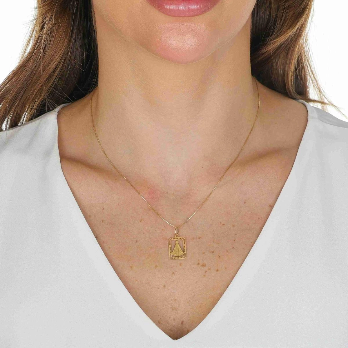 Pingente Ouro 18k Nossa Senhora Placa 1.80cm