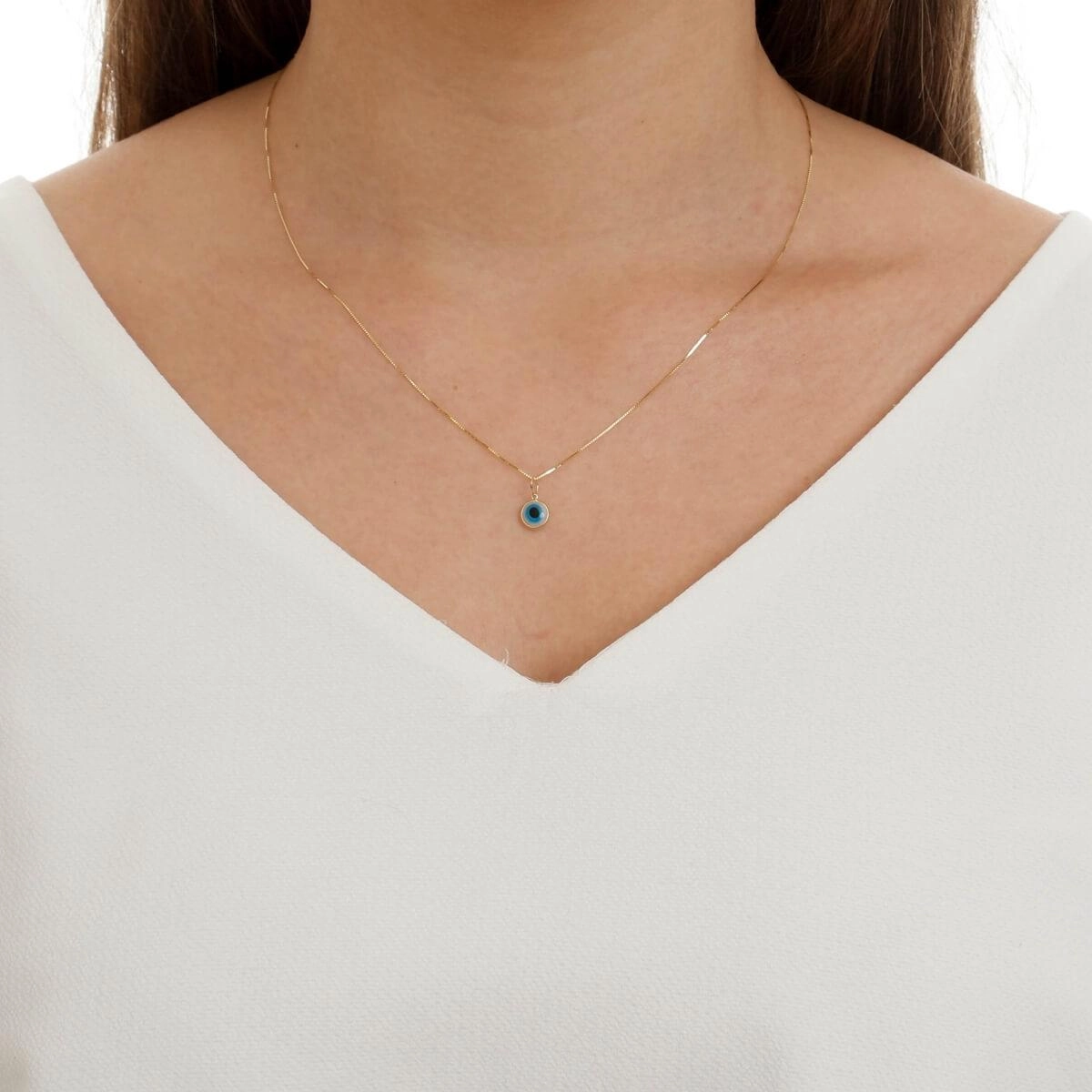 Pingente Ouro 18k Olho Grego 6.50mm