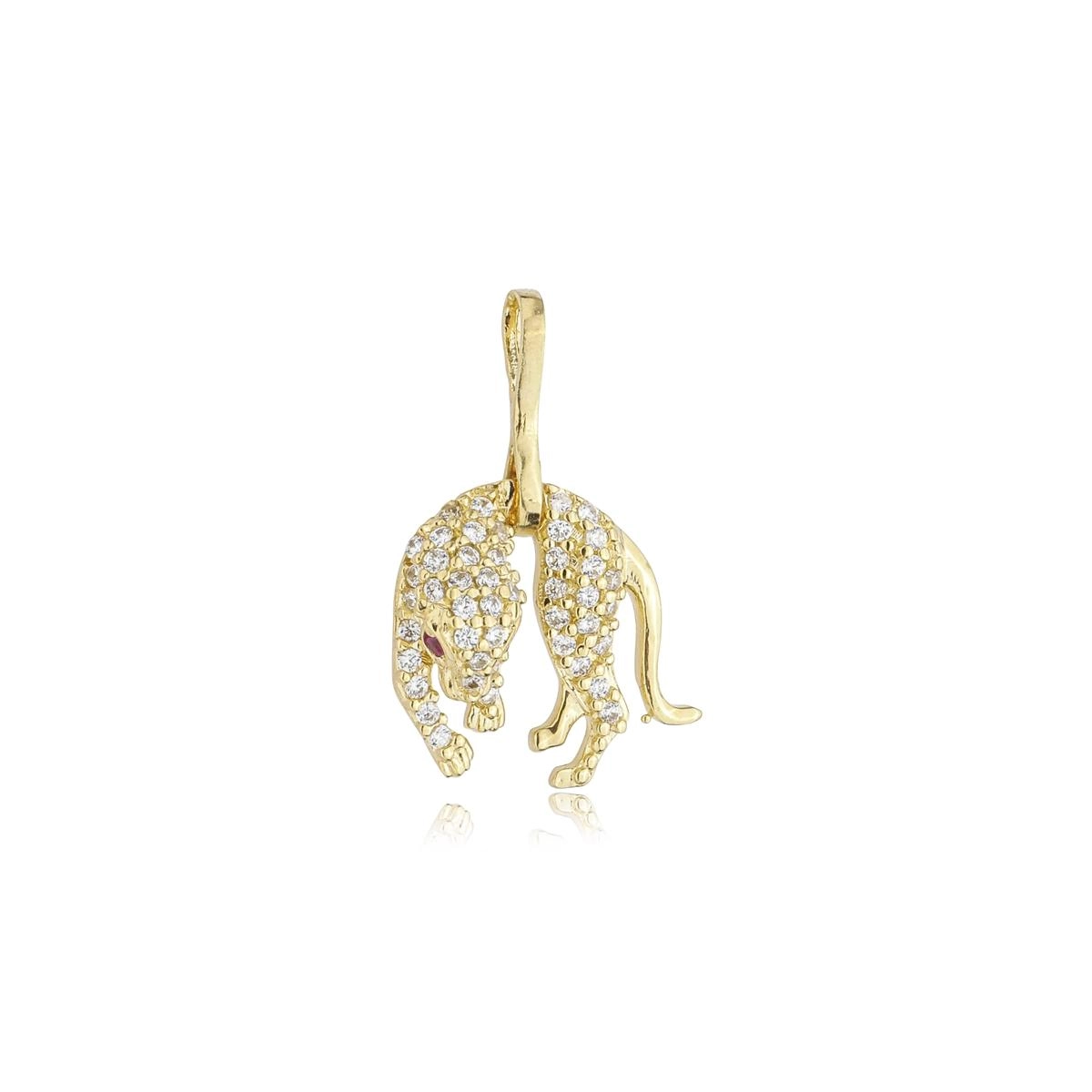 Pingente Ouro 18k Pantera 1.20cm C/Zircônias