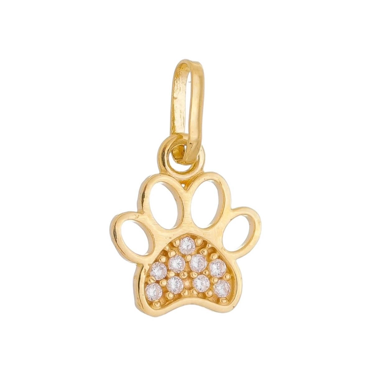 Pingente Ouro 18k Patinha C/Zircônia 10mm