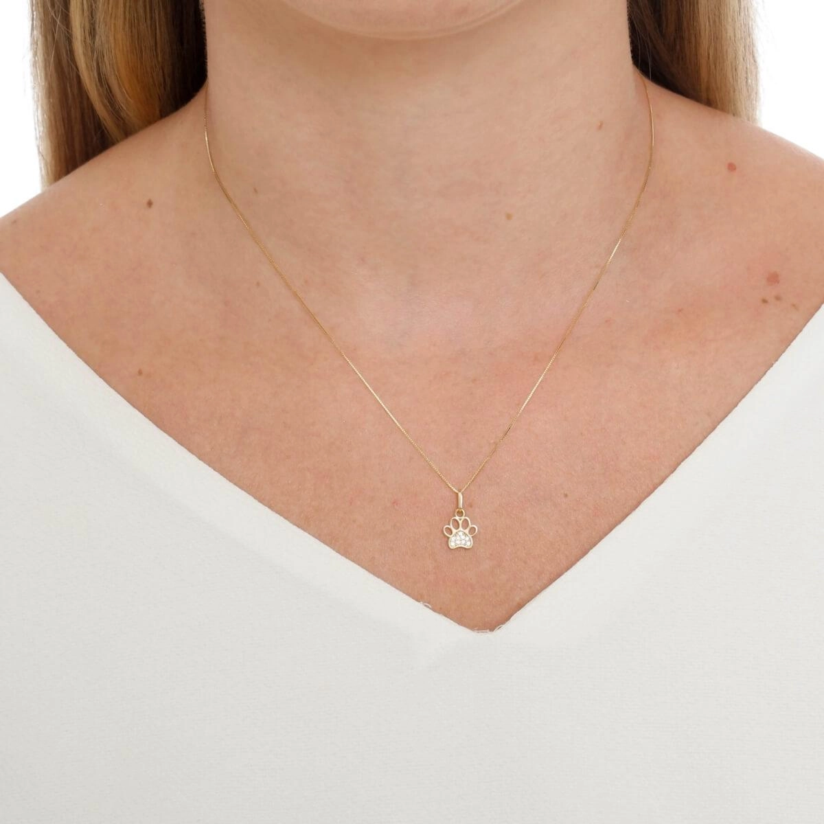 Pingente Ouro 18k Patinha C/Zircônia 10mm