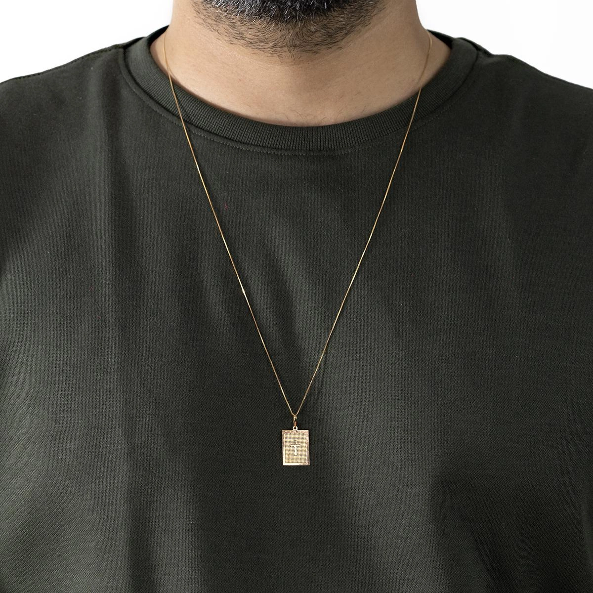 Pingente Ouro 18k Placa Cruz 1.95cm