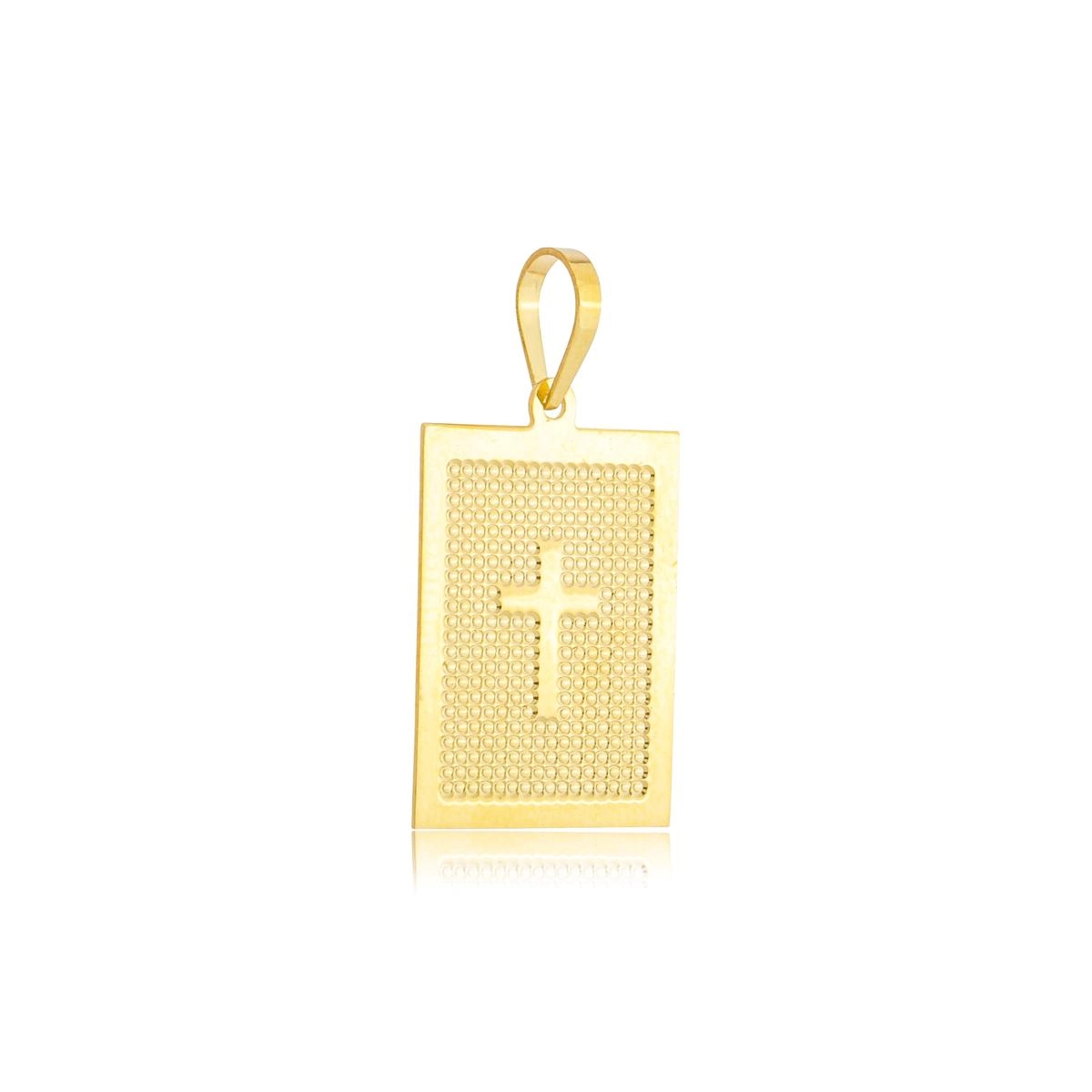 Pingente Ouro 18k Placa Cruz 1.95cm