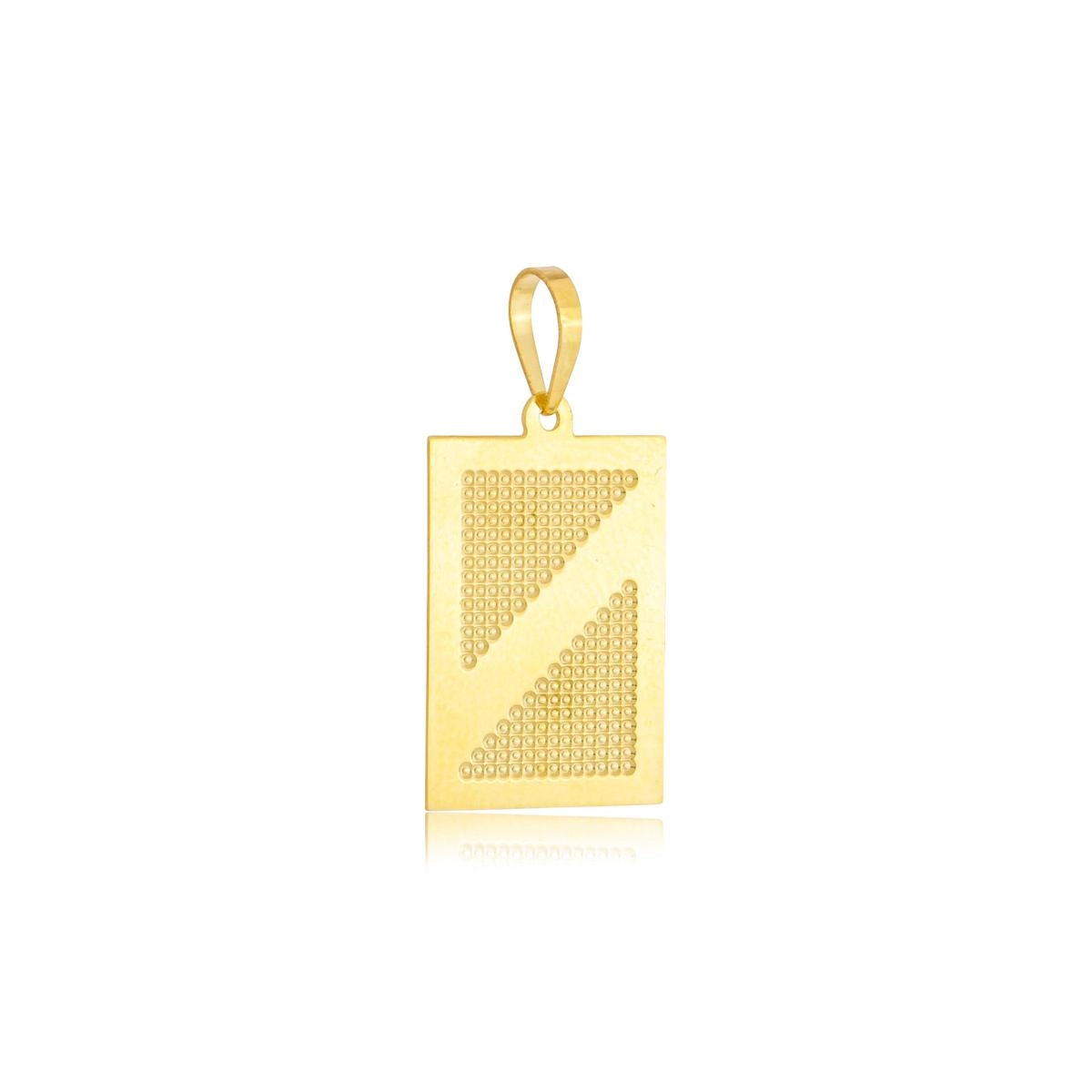 Pingente Ouro 18k Placa Trabalhada Diagonal 1.95cm