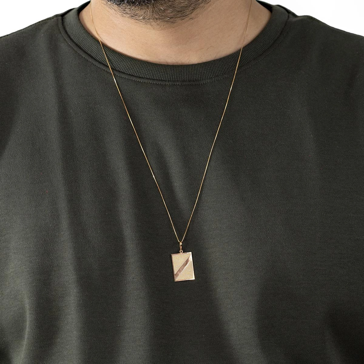 Pingente Ouro 18k Placa Trabalhada Diagonal 2.40cm