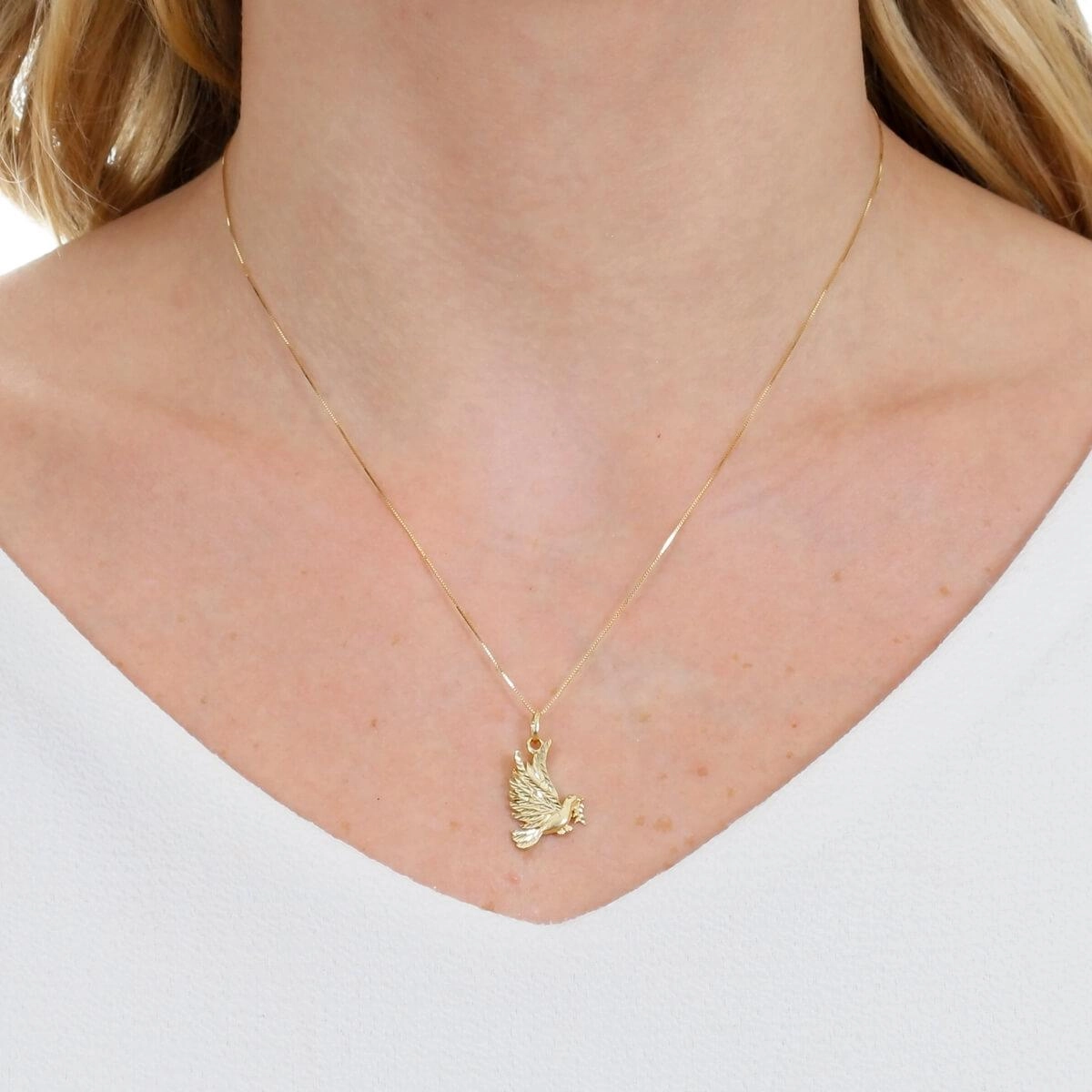 Pingente Ouro 18k Pomba da Paz 2cm 