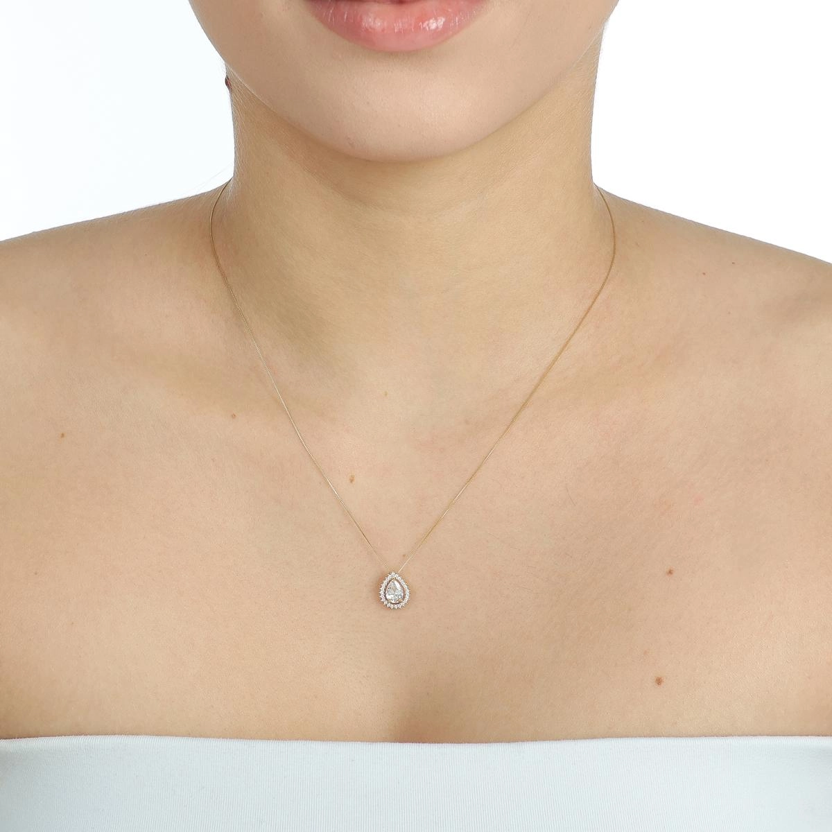 Pingente Ouro 18k Ponto de Luz Gota Diversas Cores