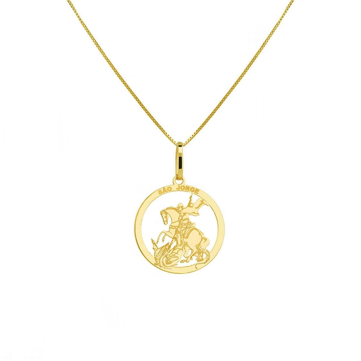 Pingente Ouro 18k São Jorge Laser 0.70 gramas