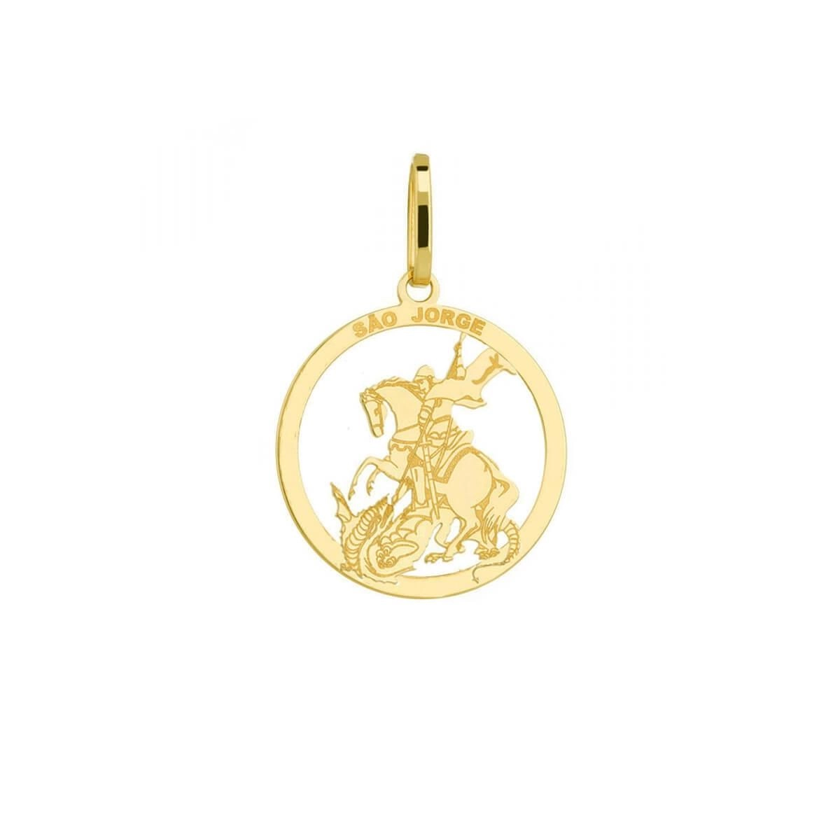 Pingente Ouro 18k São Jorge Laser 0.70 gramas