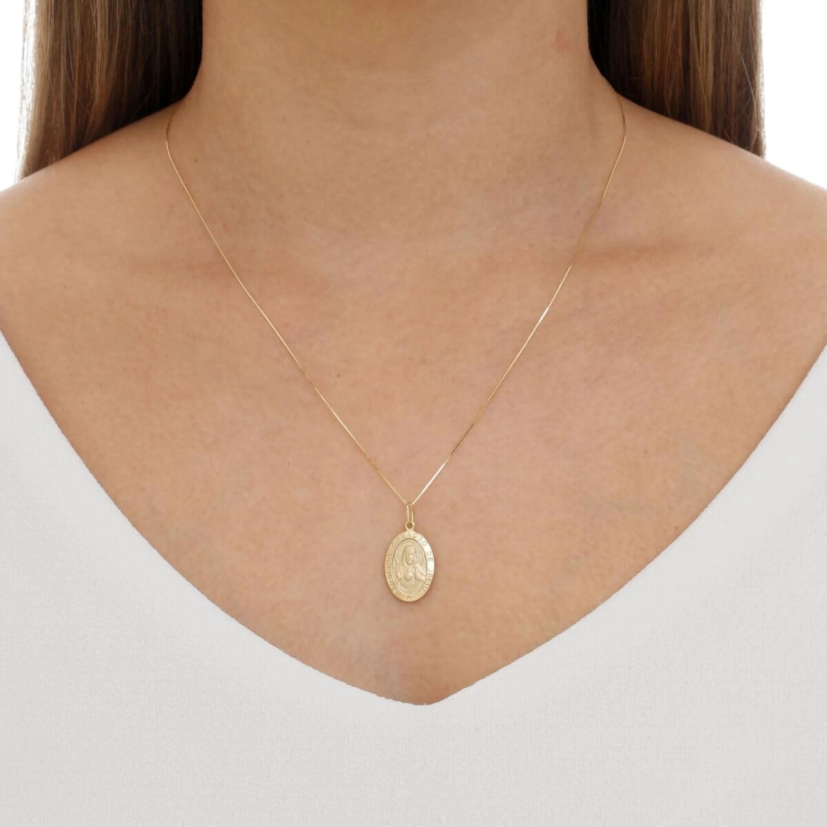 Pingente Ouro 18k Sagrado Coração de Jesus 17.50mm