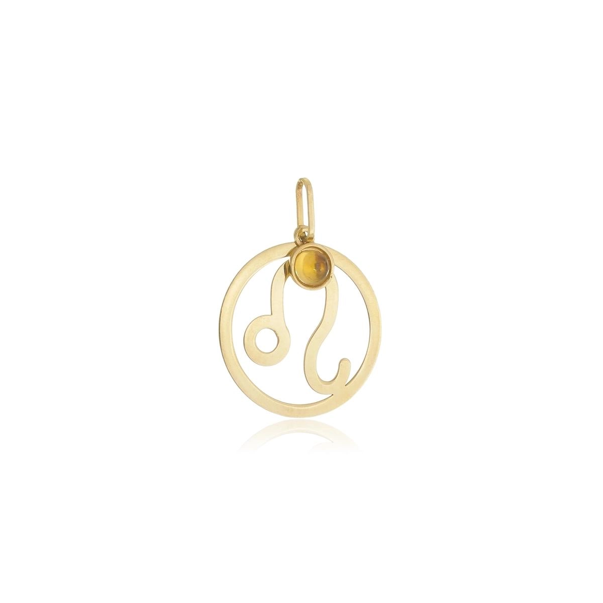 Pingente Ouro 18k Signos Leão Pedra Citrino