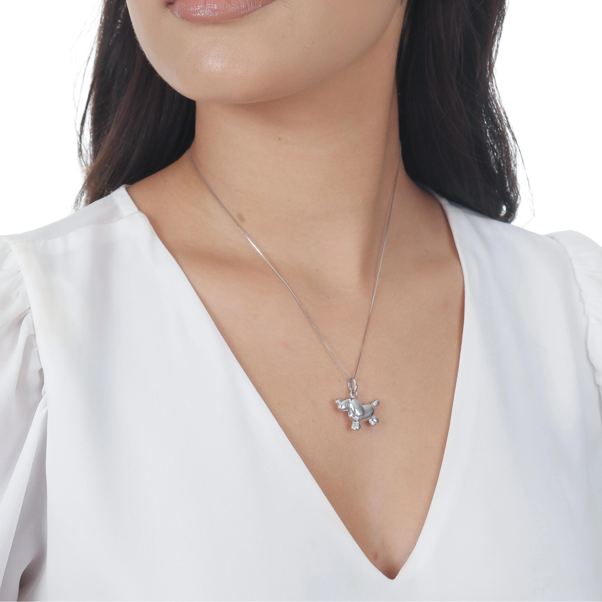 Pingente Ouro Branco 18k Cachorro 1.90cm