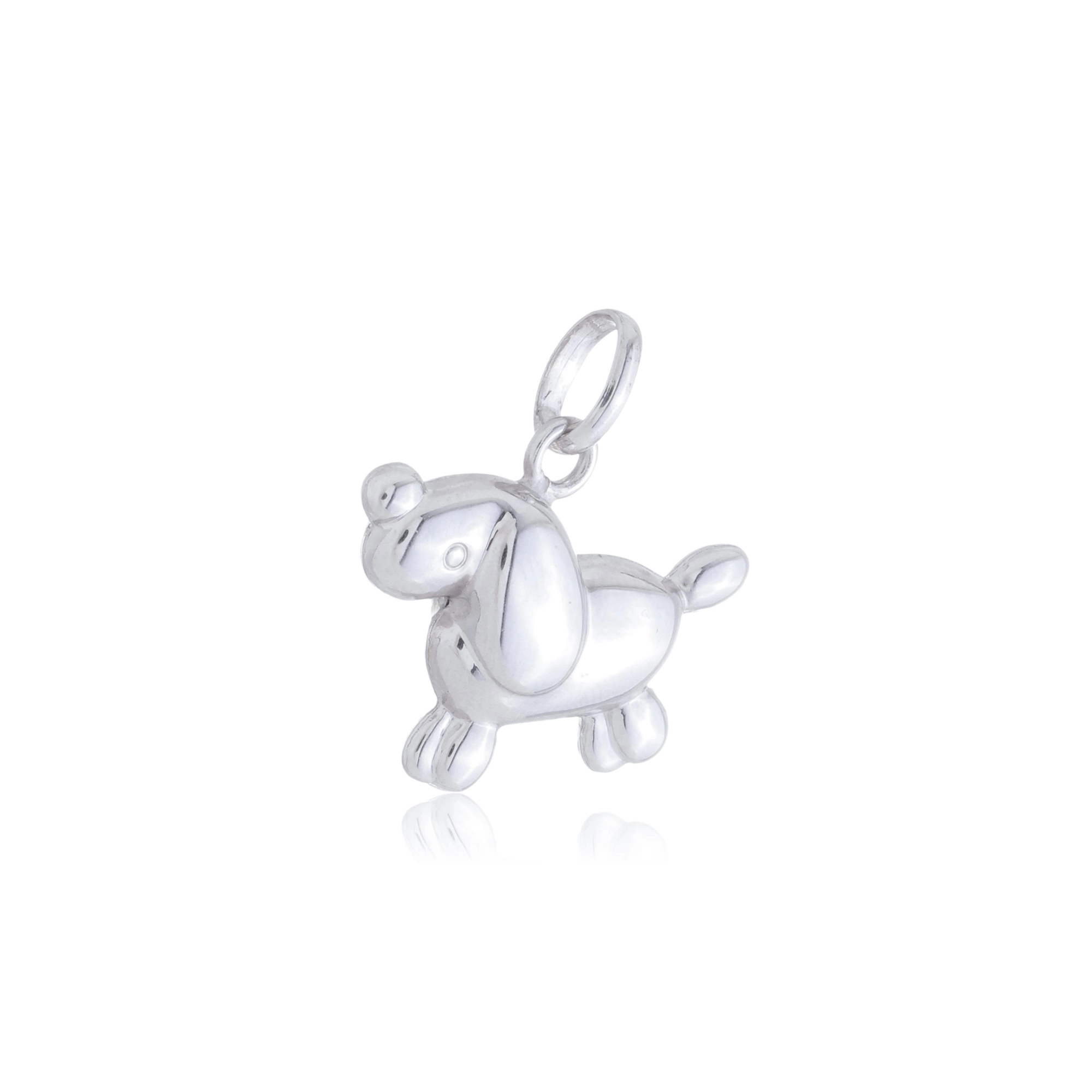 Pingente Ouro Branco 18k Cachorro 1.90cm