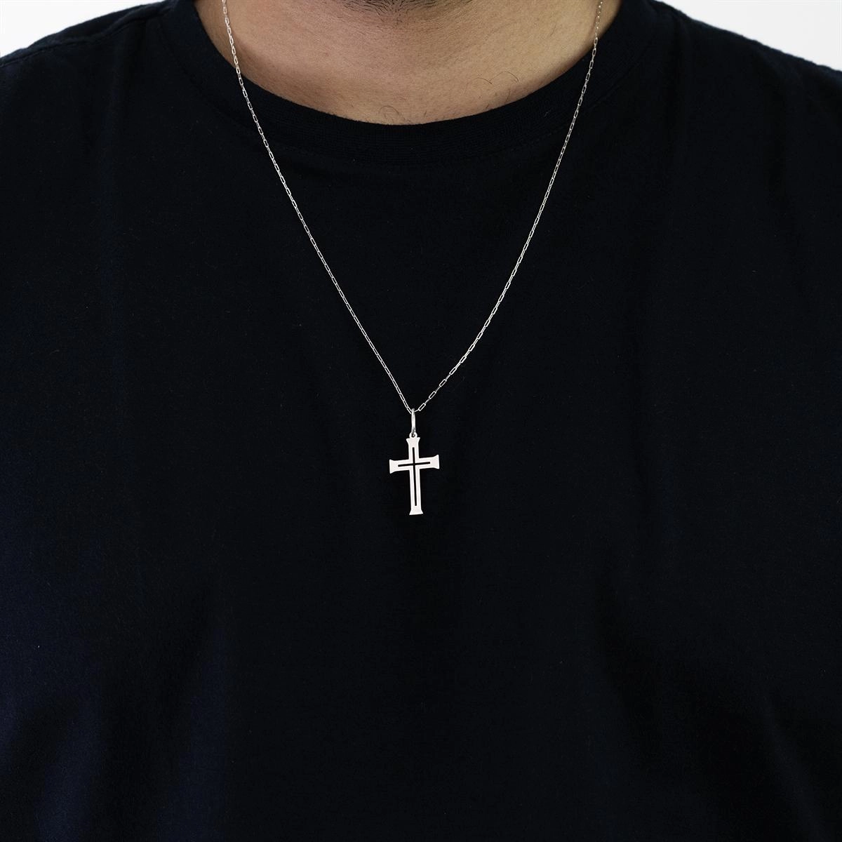 Pingente Prata 925 Cruz Lisa Media 2.60cm