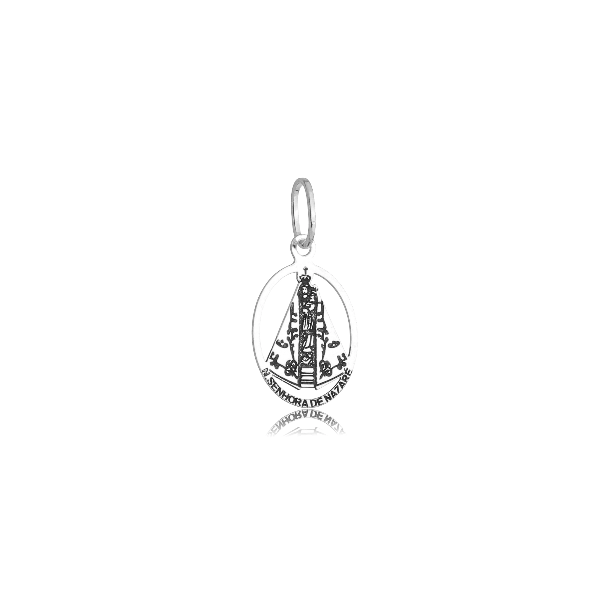 Pingente Prata 925 Medalha Nossa Senhora de Nazaré 1cm