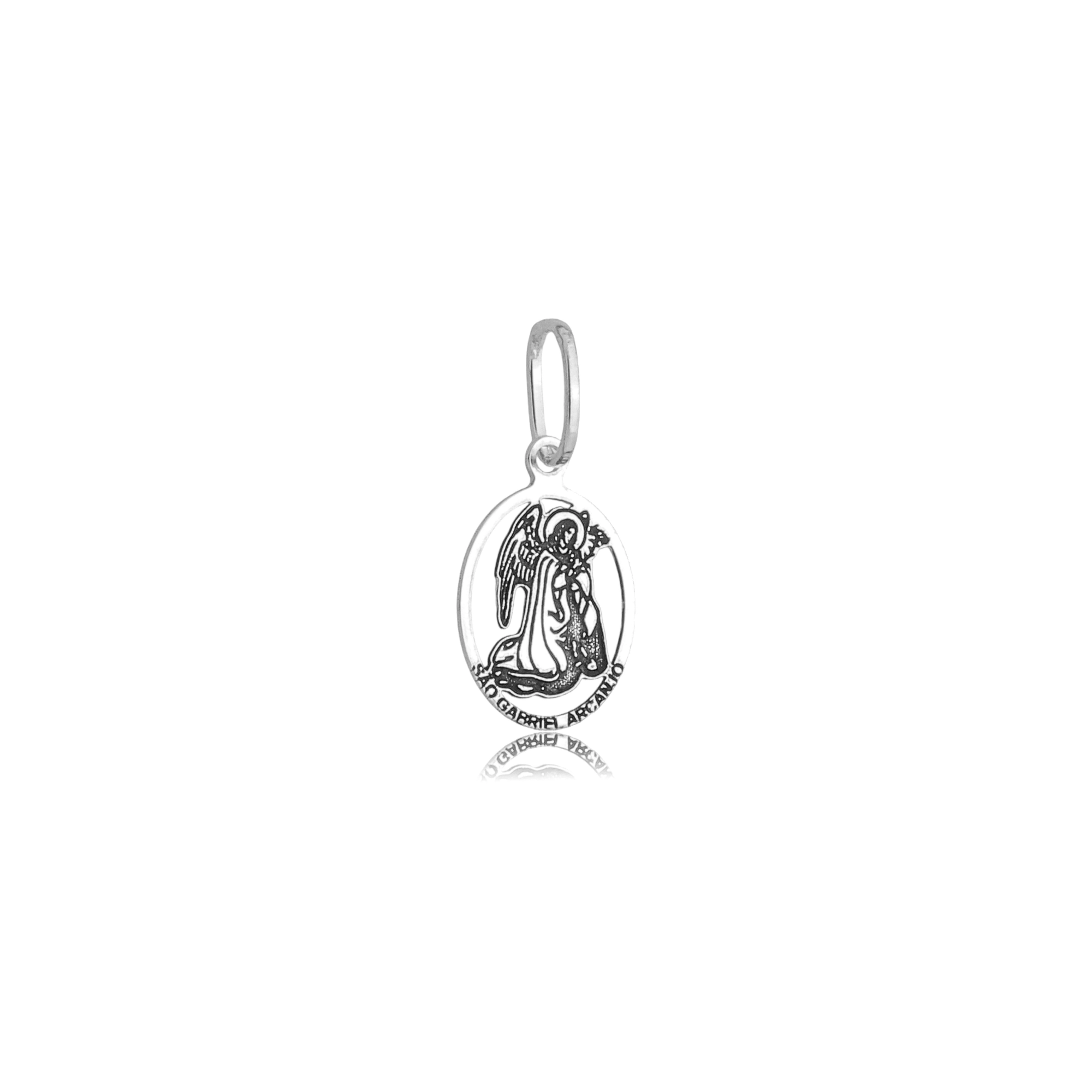Pingente Prata 925 Medalha São Gabriel Arcanjo 1cm