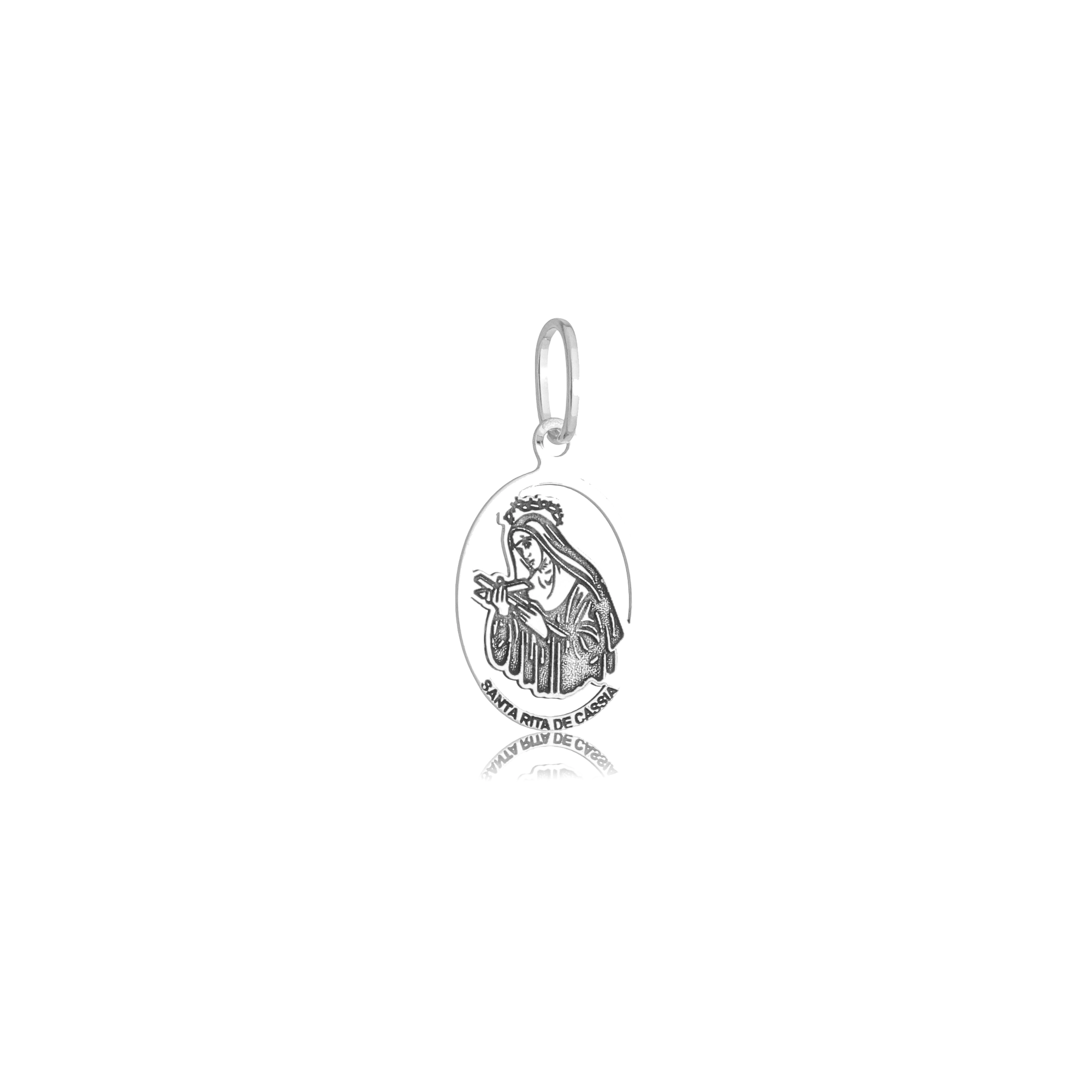 Pingente Prata 925 Medalha Santa Rita de Cássia 1.4cm