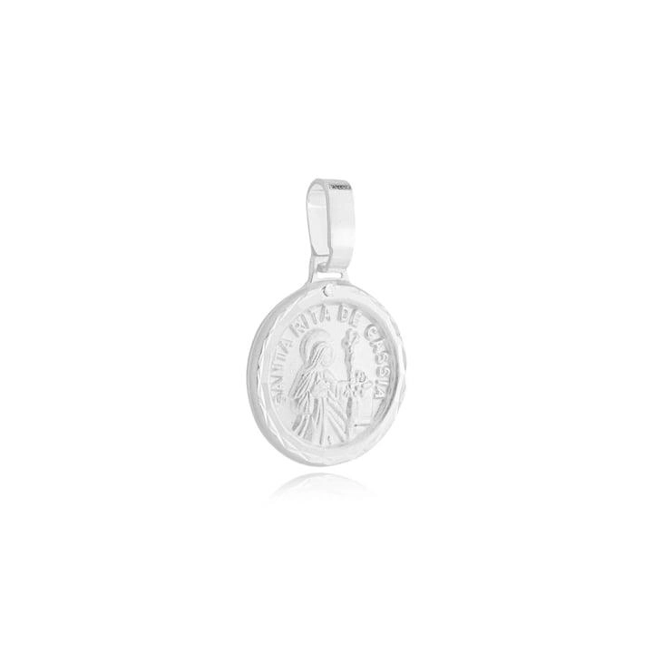 Pingente Prata 925 Medalha Santa Rita de Cássia