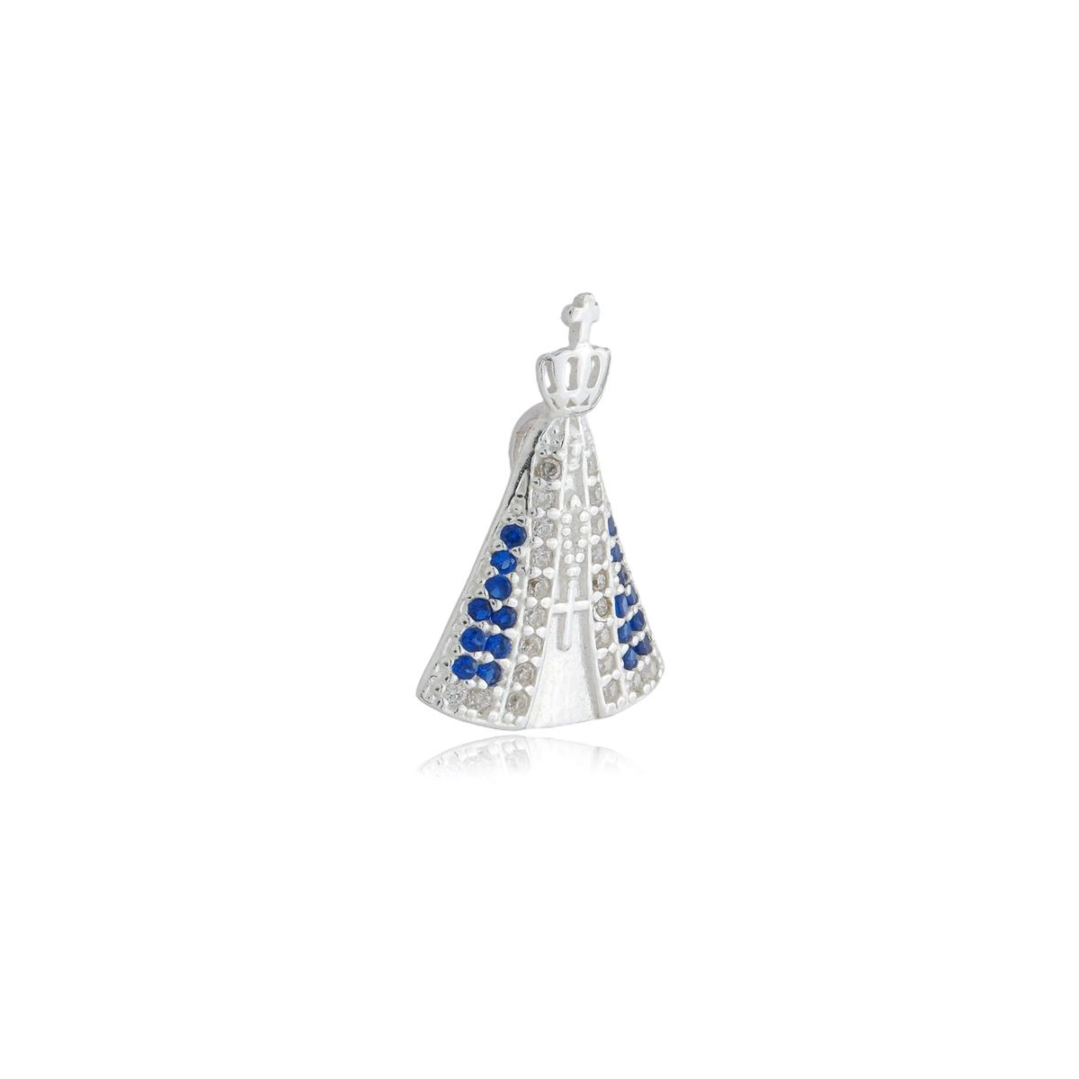 Pingente Prata 925 Nossa Senhora Aparecida Zircônias 17mm