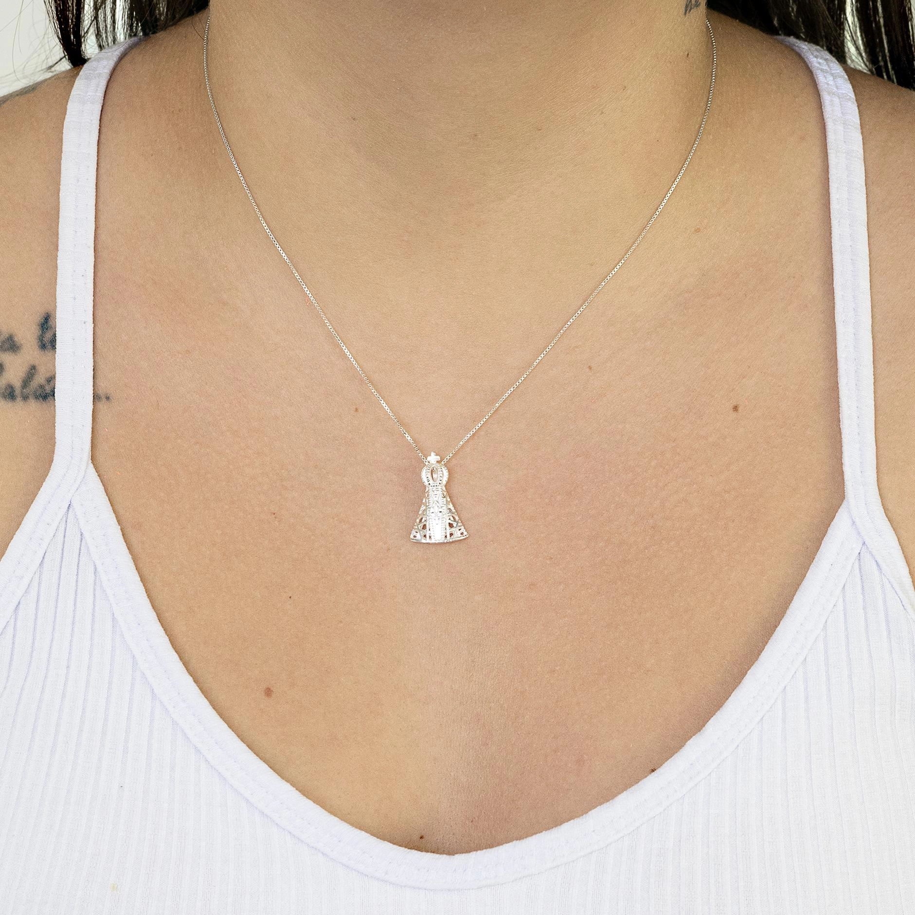 Pingente Prata 925 Nossa Senhora Vazada 2.10cm 