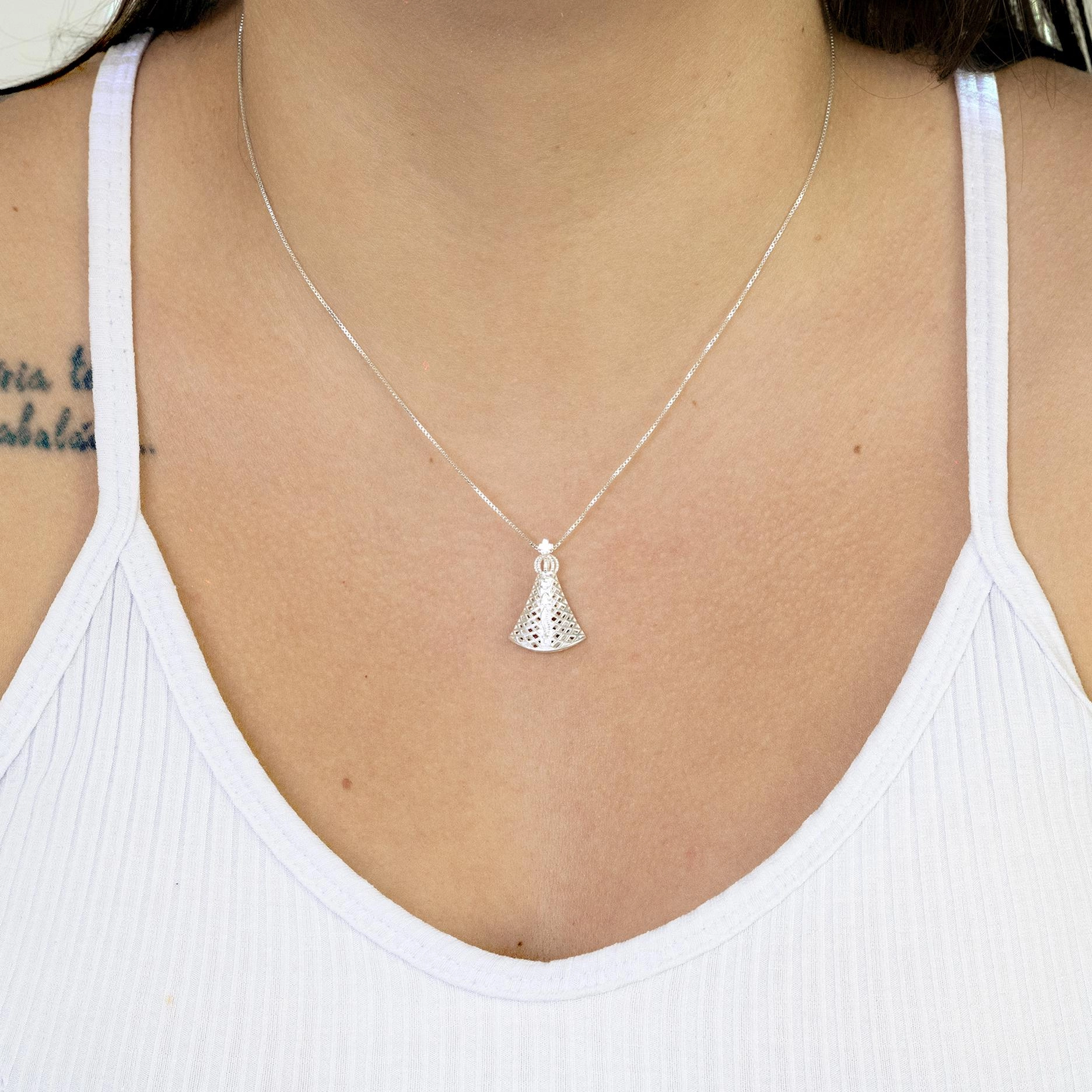 Pingente Prata 925 Nossa Senhora Vazada 2.20cm