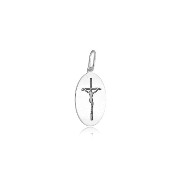 Pingente Prata 925 Placa Cristo Cruz