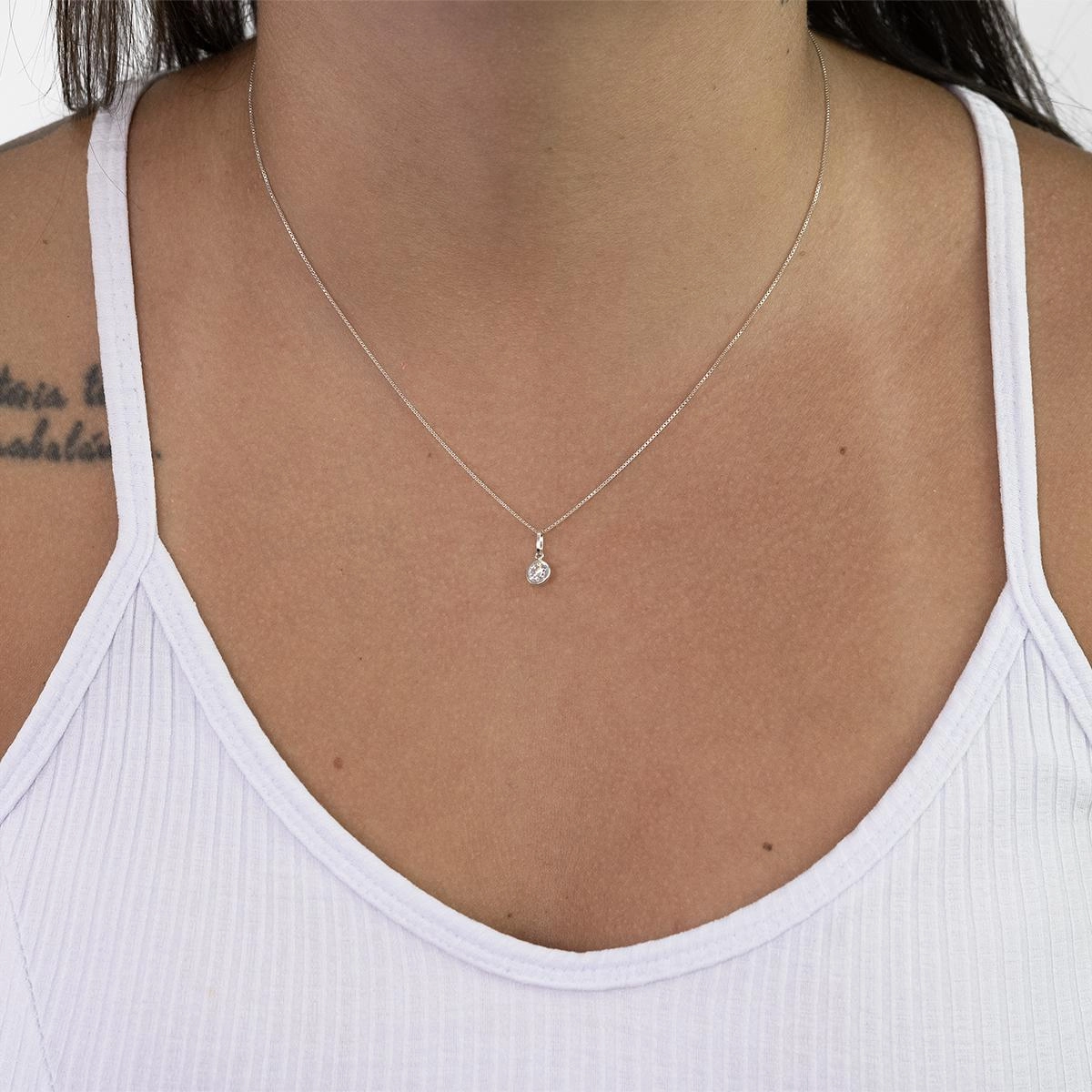 Pingente Prata 925 Ponto de Luz 5mm Incolor