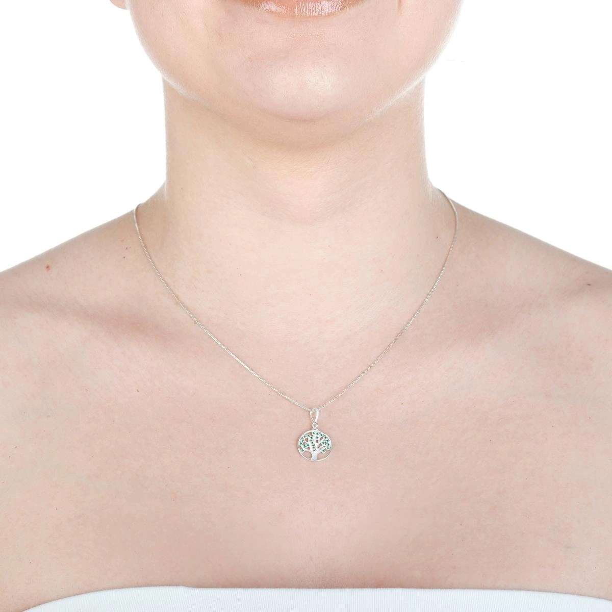 Pingente Prata 925 Àrvore da Vida Verde 1.30cm